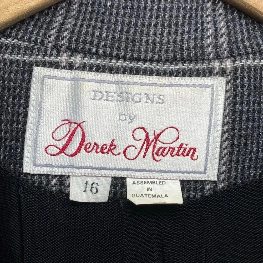 Designs by Derek Martin Women's Blazer Size 16 Blazer Plaid Grey - Picture 2 of 8